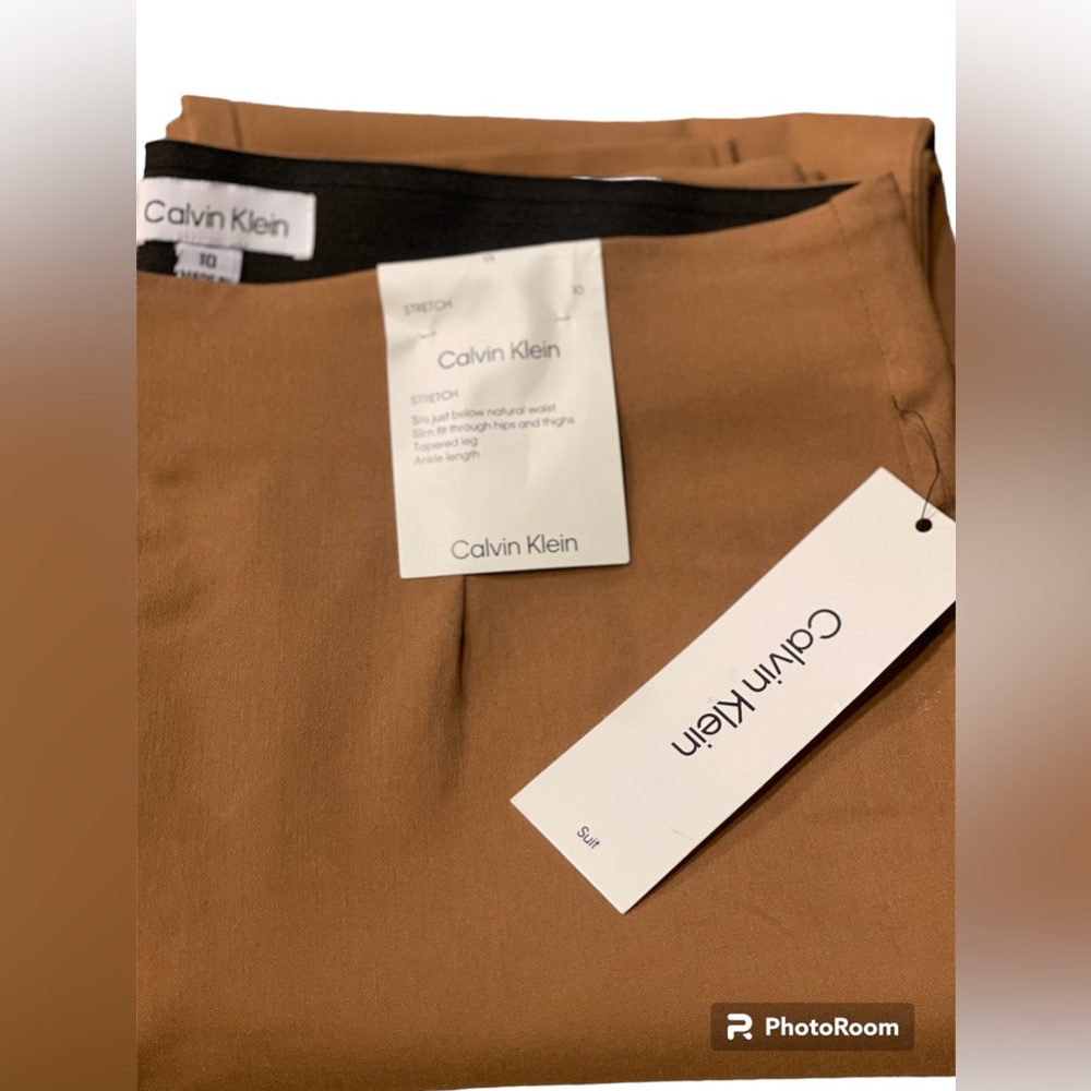 NEW Clavin Klein Tan Suite Pants. Stretch Material.